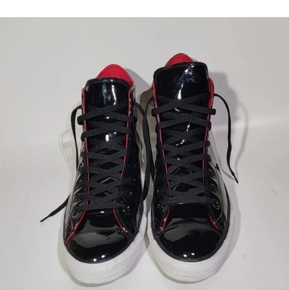 CONVERSE PATENT LEATHER ALL STAR HIGH TOP SNEAKERS - Picture 10 of 11